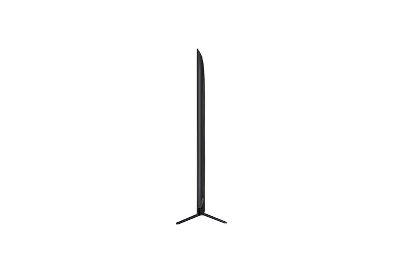 Tampak samping menghadap ke kiri LG QNED evo QNED92 TV.
