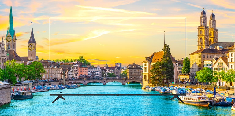 Pemandangan yang ditampilkan di layar TV ditampilkan dengan sangat jelas, seolah-olah nyata.