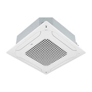 LG Ceiling Cassette ARNU36GTNA4 terdiri dari bagian atas dan bawah berwarna putih. Di bagian bawah, terdapat kipas di keempat arah, sehingga udara dapat mengalir.