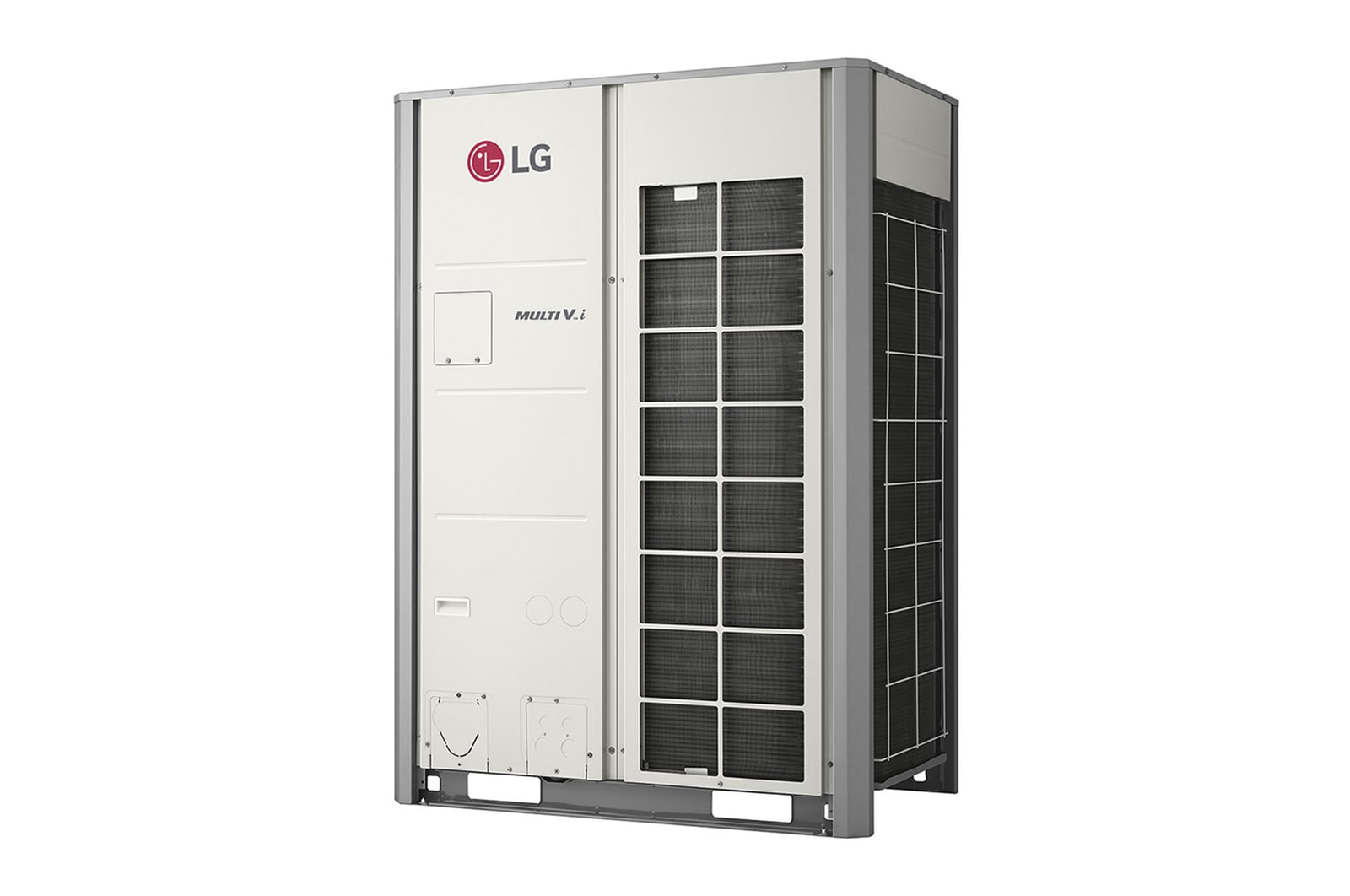 Unit outdoor LG MULTI V i ARUN140LTE6, 14HP. Saluran berbentuk persegi 2x1 di sisi kanan depan serta di setiap sisi unit.