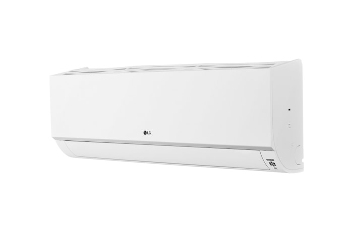 LG Wall Mounted ARNU15GSJN4 memiliki bentuk parallelepiped persegi panjang yang panjang dan sedikit melengkung di bagian bawah. Terdapat saluran udara di bagian bawah dan kisi-kisi di bagian atas.