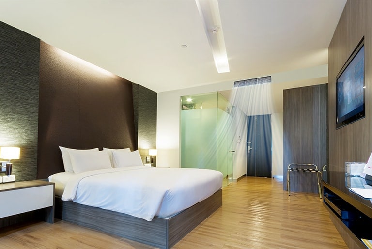 An image of a guest room with air conditioning on.