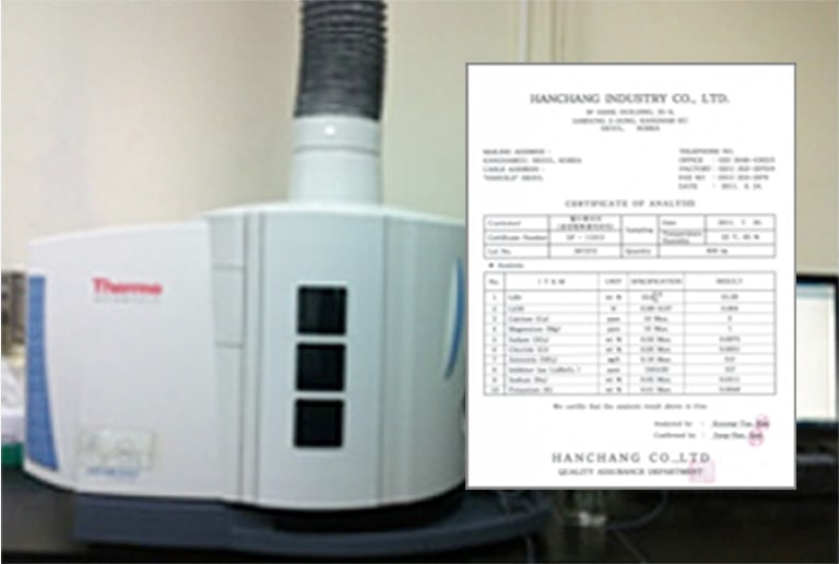 Peralatan analisis komponen penyerap dan laporan hasil analisis.