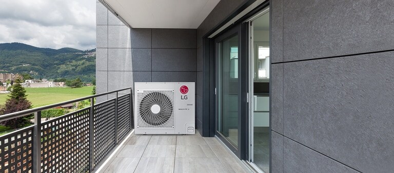 Image of Multi V S compactly installed on the terrace.