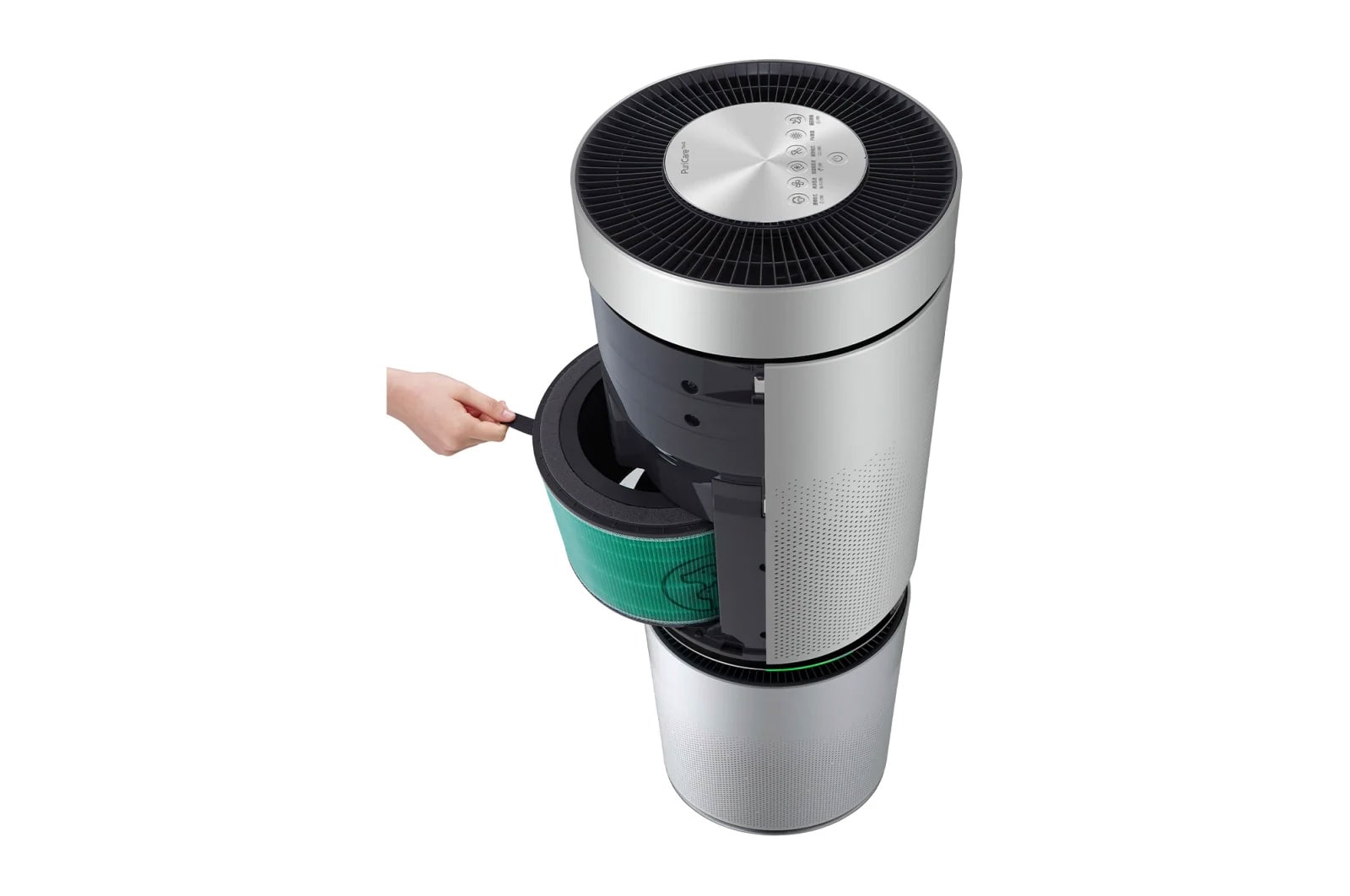 LG PuriCare™ 360º Air Purifier, 100M² dengan Sensor PM 1.0 dan Multifiltration System/Hepafilter, ThinQ™ - Silver, AS10GDSH0