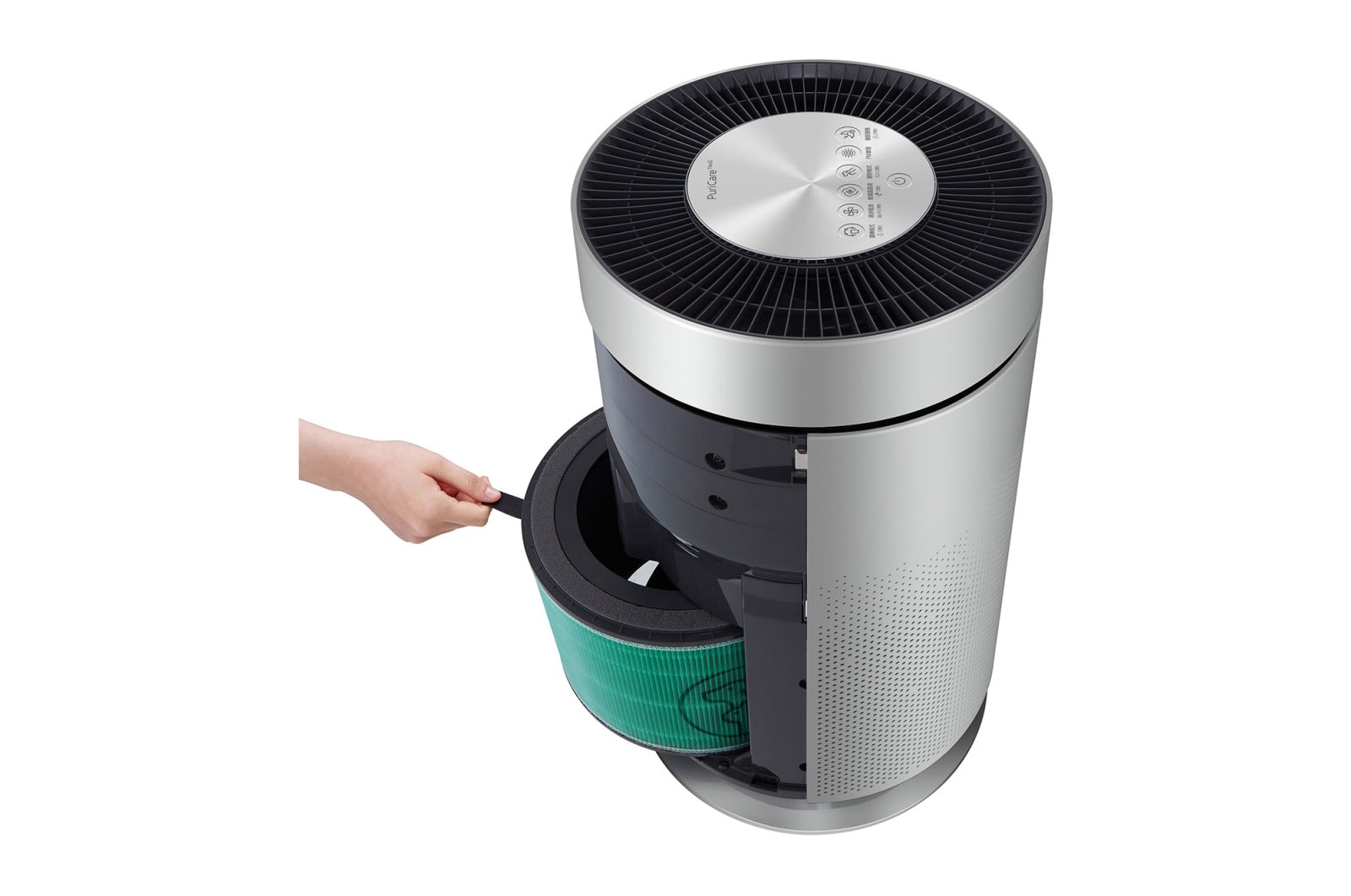 LG PuriCare™ 360º Air Purifier, 61,2M² dengan Sensor PM 1.0 dan Multifiltration System/Hepafilter, ThinQ™ - Silver, AS65GDSH0