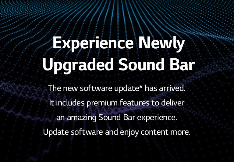 Jajaran Sound Bar 2022 akan memiliki pembaruan perangkat lunak baru. Ada grafik suara di belakang teks. 