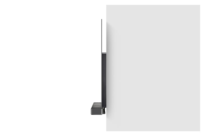 Side view of Sound Bar attachted with LG TV through an exclusive bracket hung on the wall