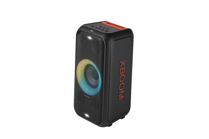 Right side forward with all lighting on. It shows XBOOM logo.