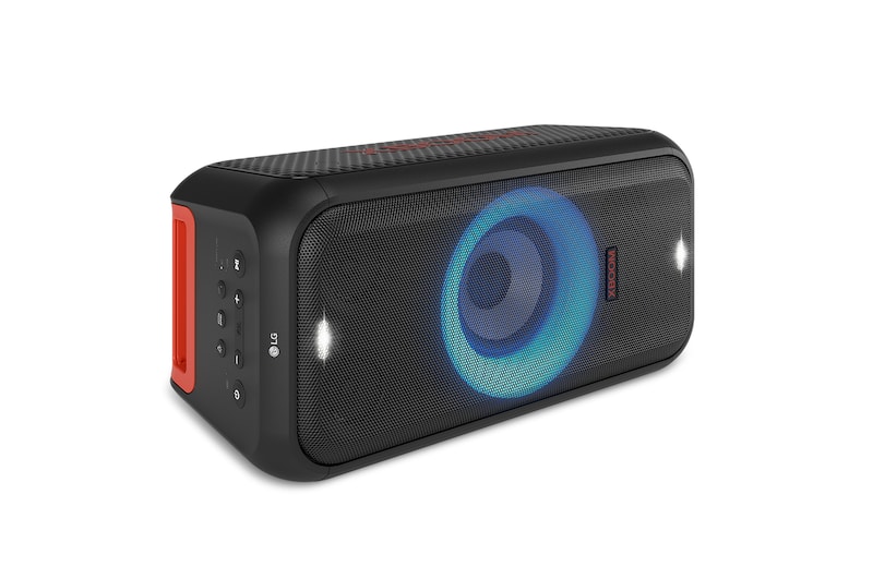 The speaker is lying on the floor. All lightings on.