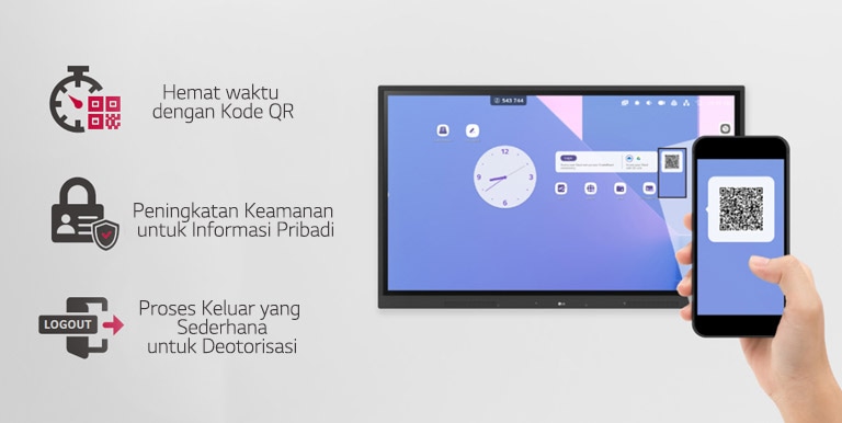 Login dapat dilakukan dengan mudah menggunakan kode QR, sehingga menghemat waktu persiapan kelas dan meningkatkan keamanan informasi pribadi hanya dengan keluar.