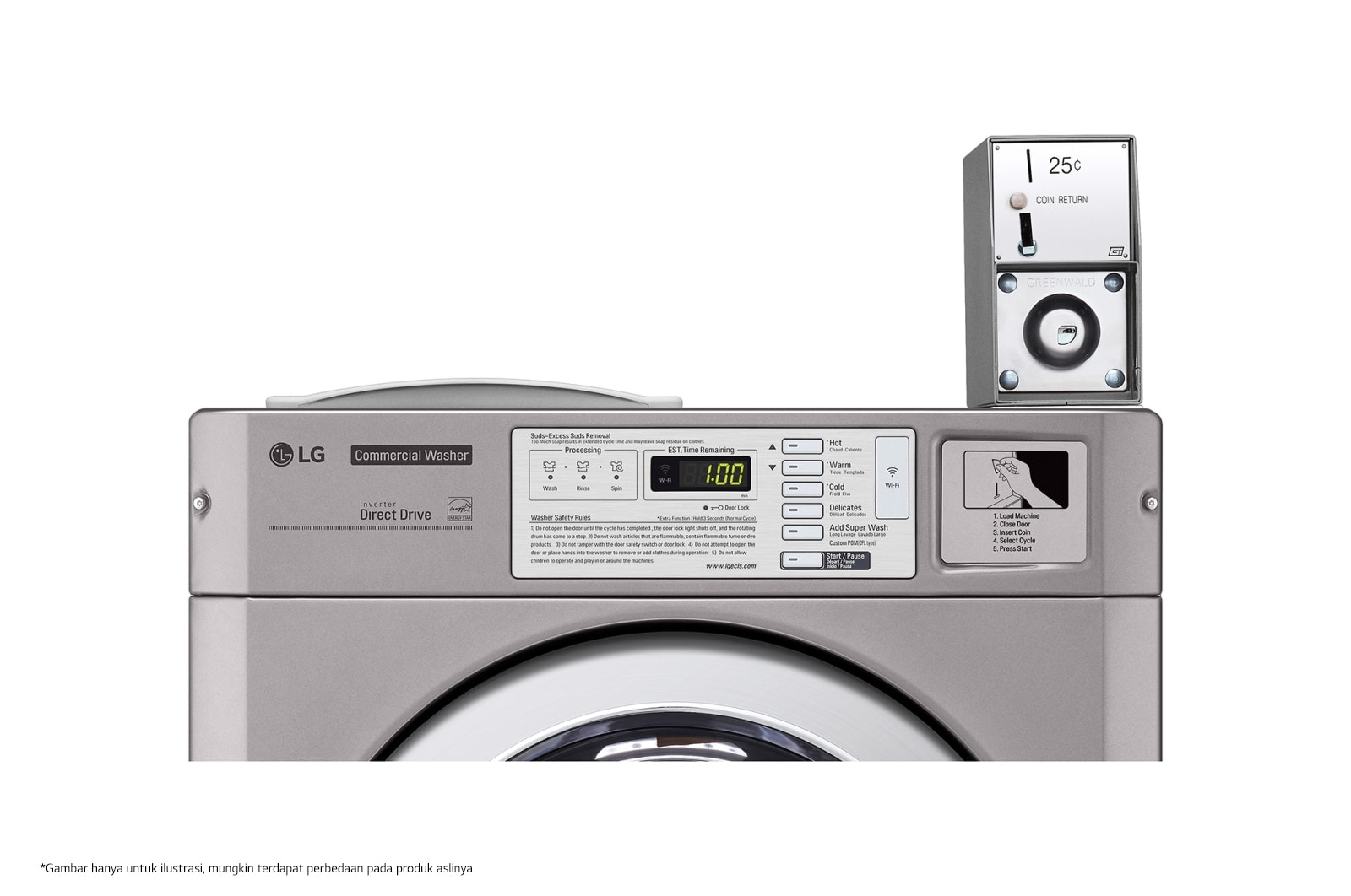 LG Mesin Cuci Komersial Front Load Kapasitas Standar 3,7 cu.ft, CWG27MDORS
