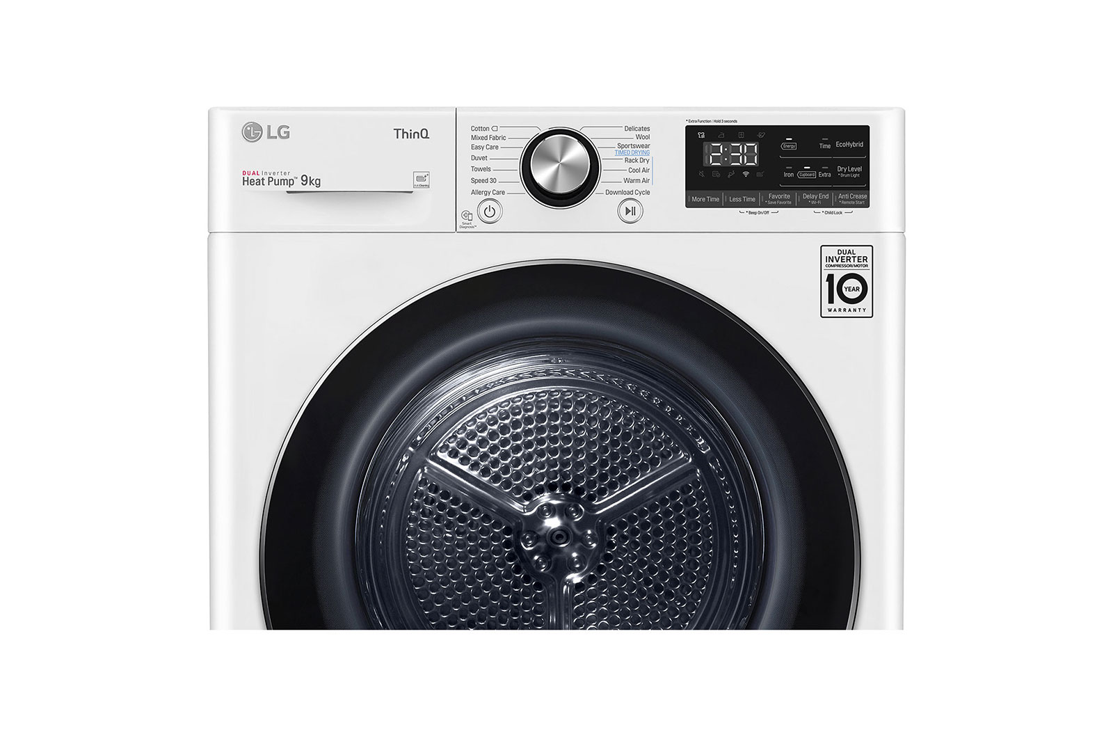 LG Pengering Pakaian Dryer LG 9kg, Front Loading - DUAL Inverter Heat Pump™ dengan ThinQ™, RV09VHP5W