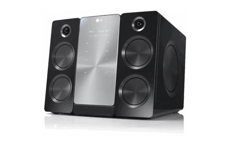 LG Stylish Micro System 160 watt dengan Side Subwoofer dan iPhone / iPod Playback & Recharge, serta USB Direct Recording & Playback, FB166