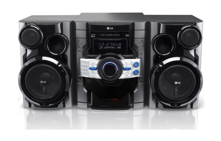 Front view of LG 3 CD/DVD 2.1 Mini Compo 60 watt dengan Fitur Bass Blast dan USB Direct Recording MBD66