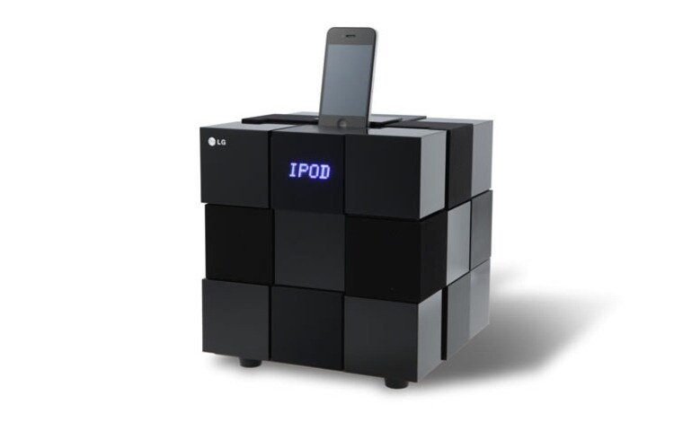Front view of LG iPod Docking Speaker 80 watt dengan Subwoofer untuk iPod, iPhone dan iPad ND8520