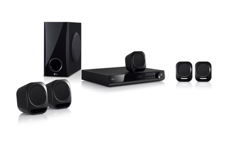 Front view of LG Blu-ray 5.1 Home Cinema System 330 watt dengan External HDD Playback dan USB Direct Recording &amp; Playback BH4120S