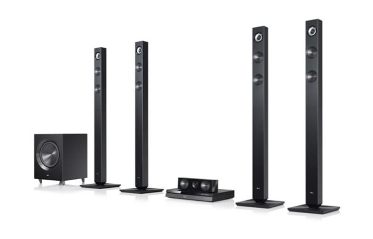 Front view of LG 3D Blu-ray 5.1 Home Cinema System 1100 watt dengan Fitur LG Smart TV dan Wireless Speakers BH7520TW