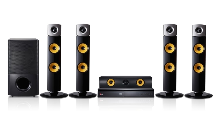 Front view of LG DVD 5.1 Home Cinema System 1000 watt dengan HDMI dan USB Direct Recording &amp; Playback DH6330H