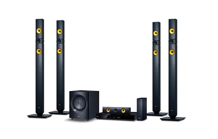 Front view of LG DVD 5.1 Home Cinema System 1200 watt dengan HDMI dan USB Direct Recording &amp; Playback DH7530T