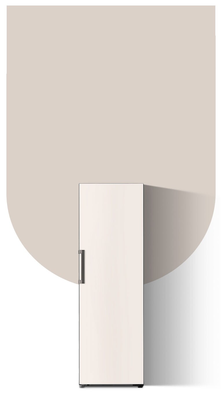 It shows a mist beige color LG Larder Objet Collection.