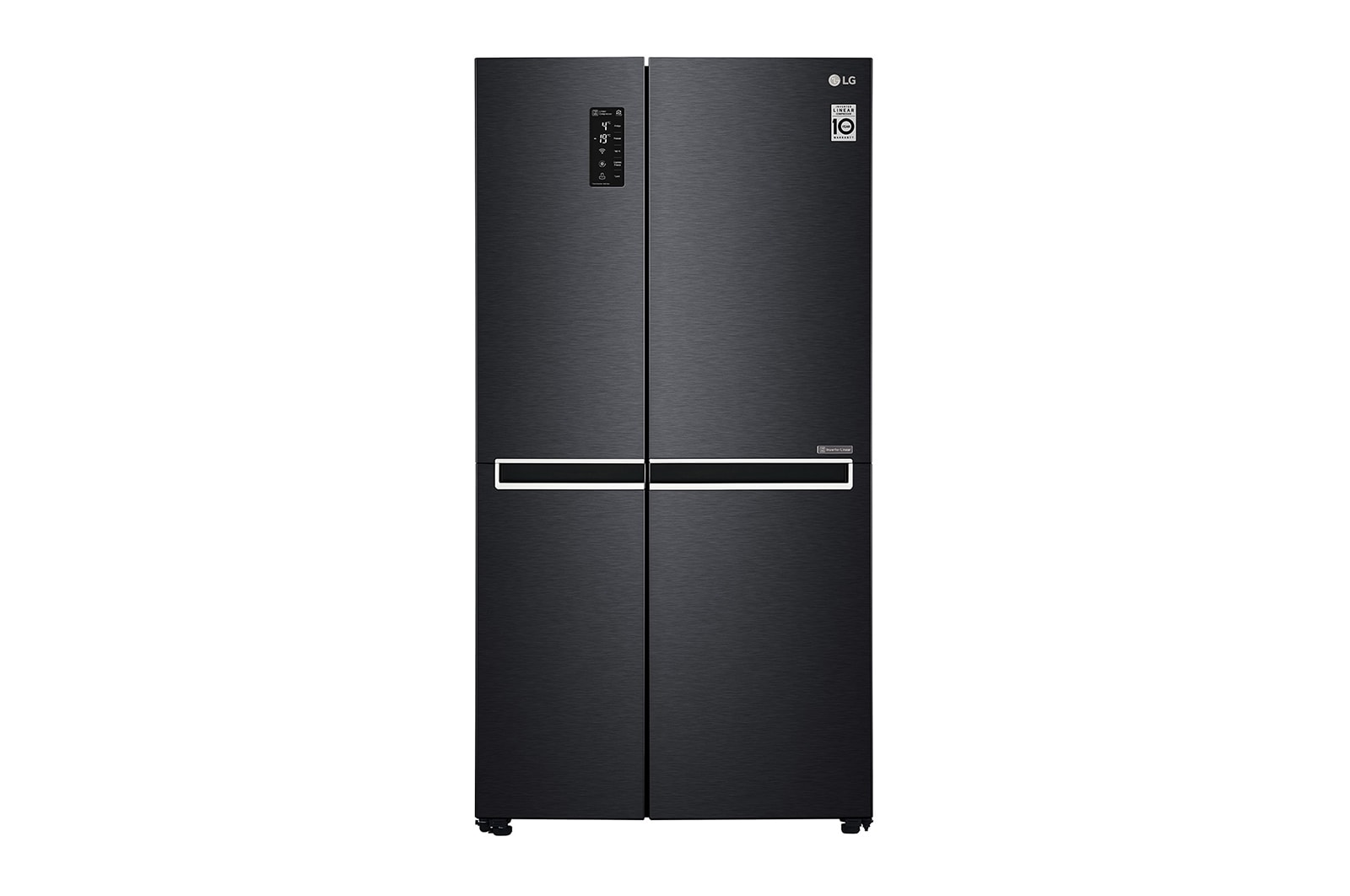 Front view of Kulkas Side by Side 687L gross / 626L nett Inverter Linear Compressor dan ThinQ™ dengan WiFi - Hitam Matte GC-B247SQUV