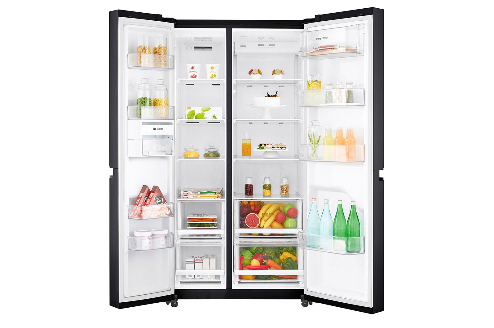 LG Kulkas Side by Side 687L gross / 626L nett Inverter Linear Compressor dan ThinQ™ dengan WiFi - Hitam Matte, GC-B247SQUV