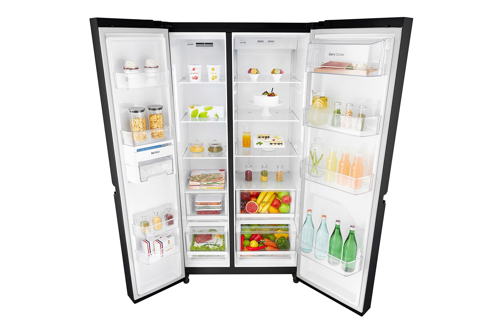 LG Kulkas Side by Side 687L gross / 626L nett Inverter Linear Compressor dan ThinQ™ dengan WiFi - Hitam Matte, GC-B247SQUV