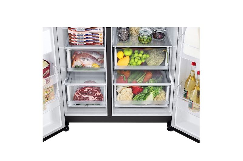 LG Kulkas Side by Side Terbaru Net 655L dengan Pintu UltraSleek dan Smart Inverter Compressor, GC-B257SGVL