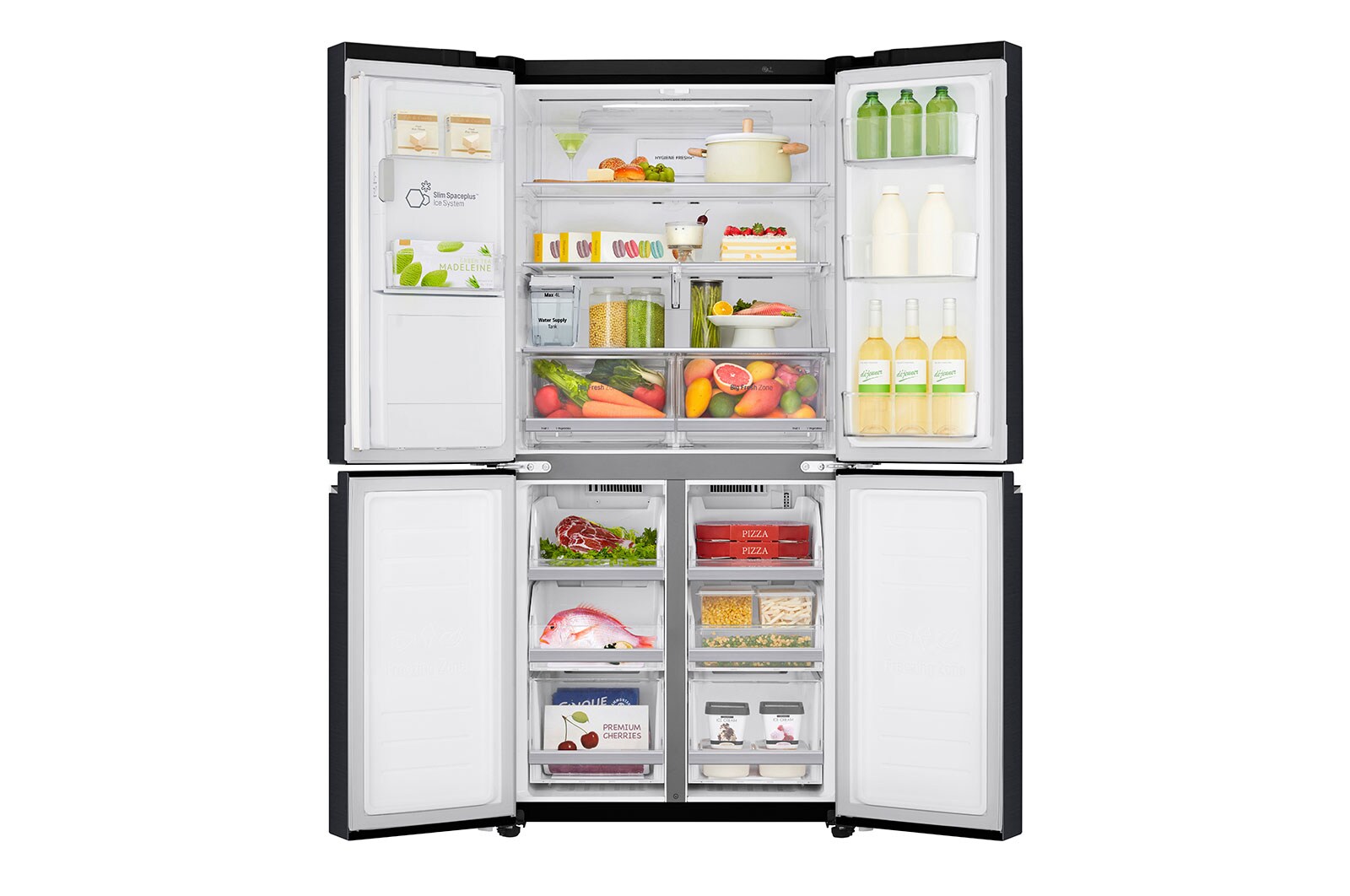 LG Kulkas Side by Side 570L gross /428L nett, Non Plumbing Water & Ice Dispenser UV Nano dengan ThinQ™ - Hitam, GC-L22FTQBL