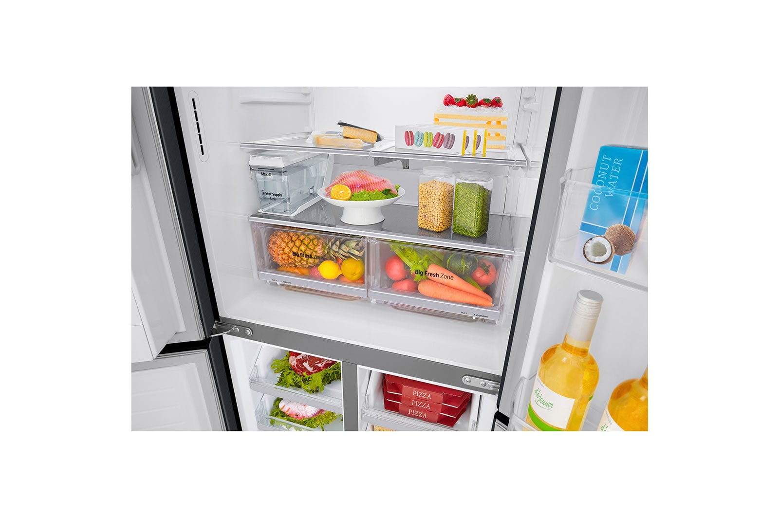 LG Kulkas Side by Side 570L gross /428L nett, Non Plumbing Water & Ice Dispenser UV Nano dengan ThinQ™ - Hitam, GC-L22FTQBL