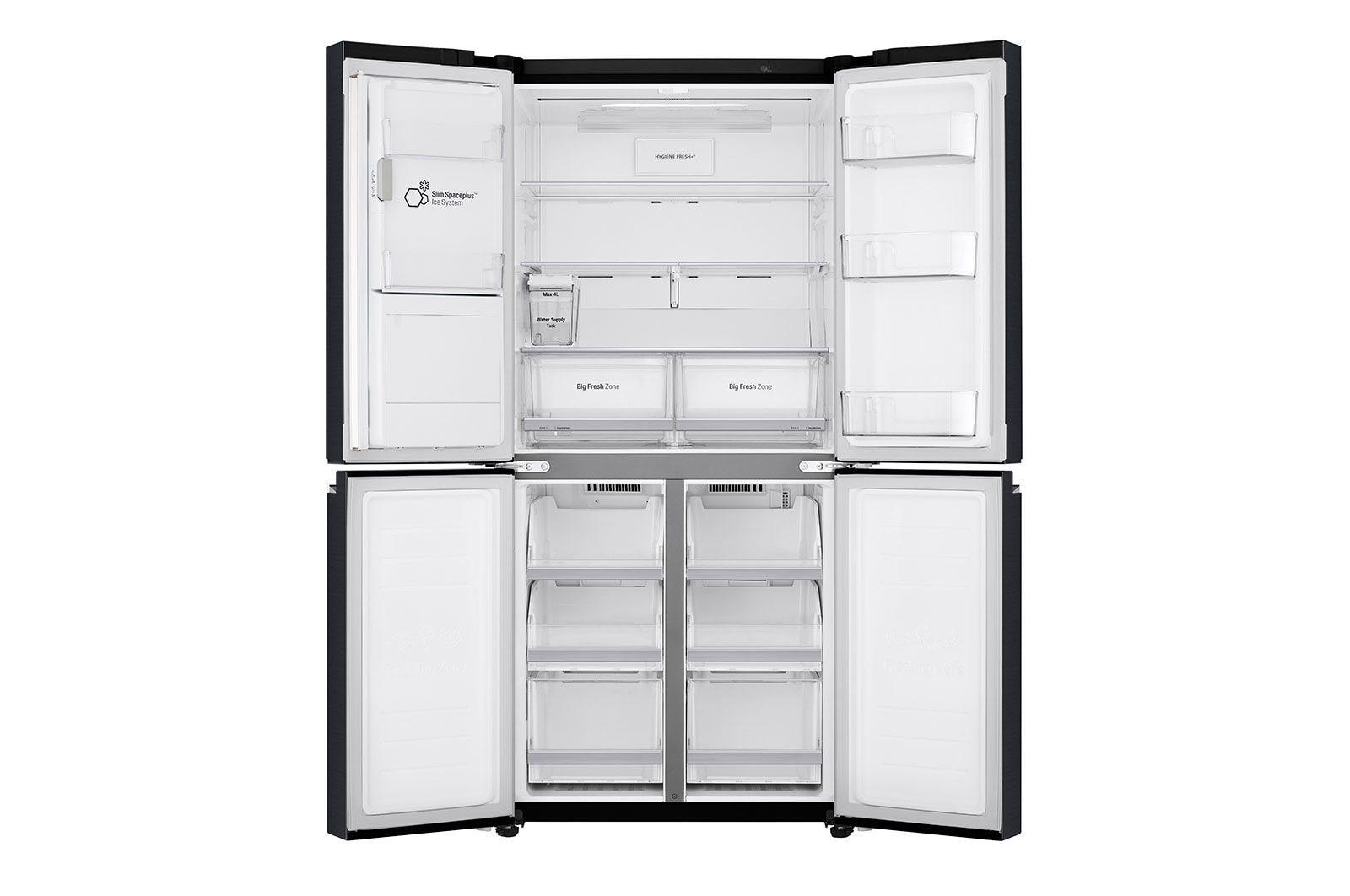 LG Kulkas Side by Side 570L gross /428L nett, Non Plumbing Water & Ice Dispenser UV Nano dengan ThinQ™ - Hitam, GC-L22FTQBL