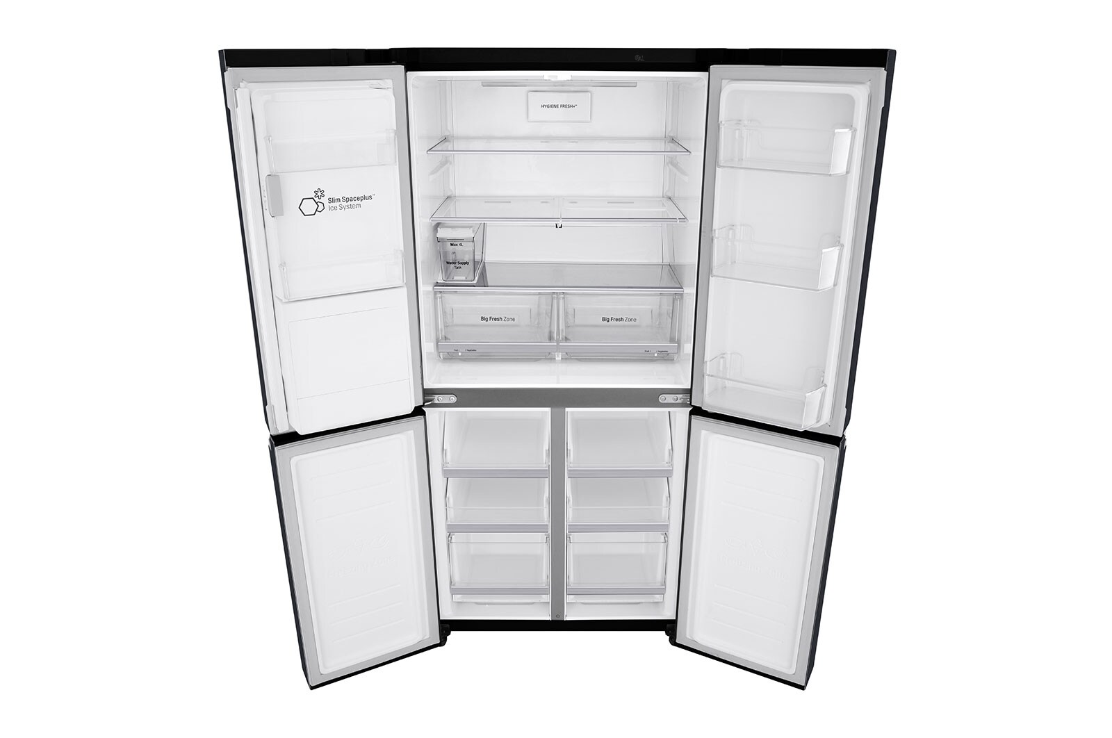 LG Kulkas Side by Side 570L gross /428L nett, Non Plumbing Water & Ice Dispenser UV Nano dengan ThinQ™ - Hitam, GC-L22FTQBL