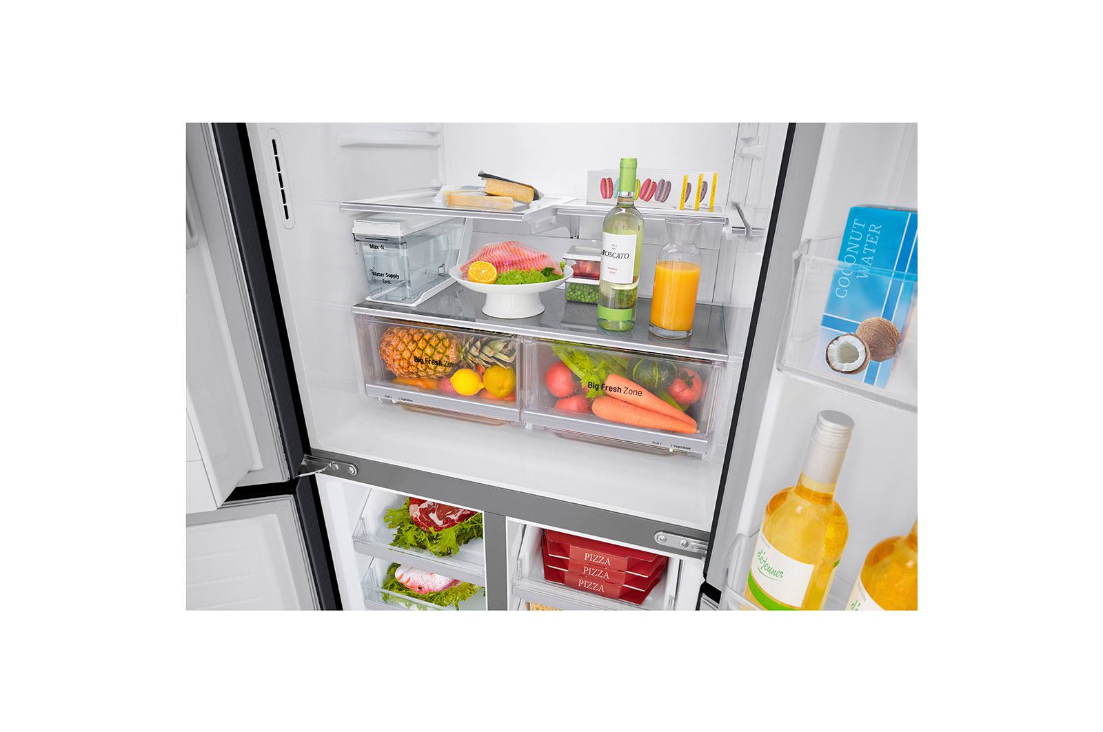 LG Kulkas Side by Side 570L gross /428L nett, Non Plumbing Water & Ice Dispenser UV Nano dengan ThinQ™ - Hitam, GC-L22FTQBL