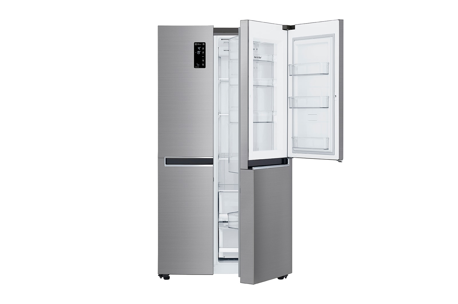 LG Kulkas Side by Side  885L gross /797L nett Door-in-Door™  Inverter Linear Compressor dan Multi Air Flow, ThinQ™ dengan Wi-Fi - Platinum, GC-M297SLGL