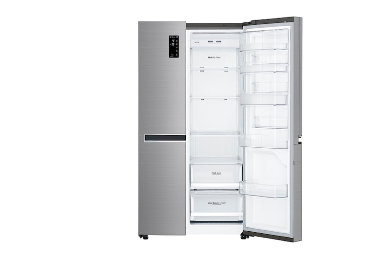 LG Kulkas Side by Side  885L gross /797L nett Door-in-Door™  Inverter Linear Compressor dan Multi Air Flow, ThinQ™ dengan Wi-Fi - Platinum, GC-M297SLGL