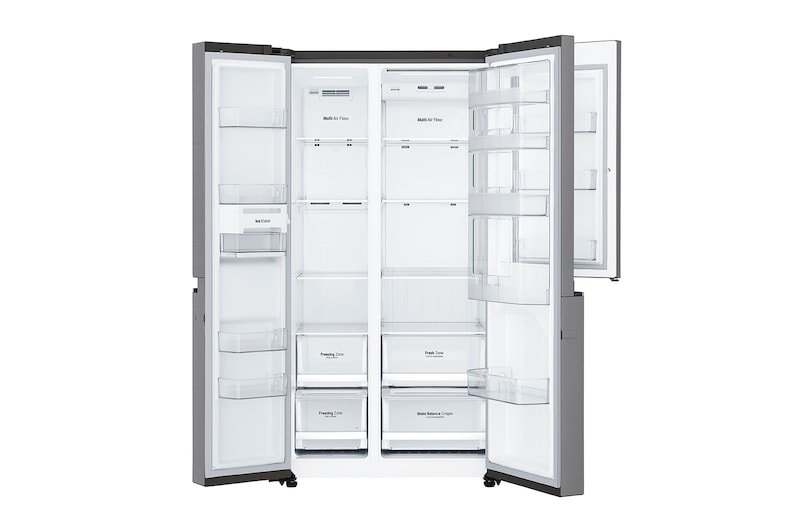 LG Kulkas Side by Side  885L gross /797L nett Door-in-Door™  Inverter Linear Compressor dan Multi Air Flow, ThinQ™ dengan Wi-Fi - Platinum, GC-M297SLGL