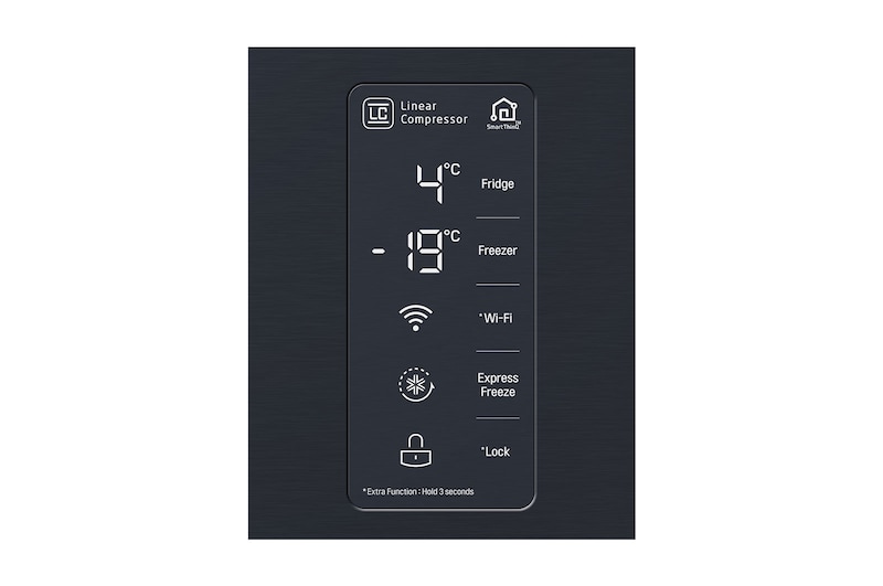 LG Kulkas Multi Door 595L gross / 458L nett Ramping dengan Inverter Linear Compressor, ThinQ™ dengan WiFi - Hitam Matte, GC-Q22FTQKL