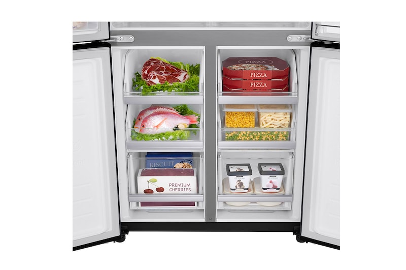 LG Kulkas Multi Door 595L gross / 458L nett Ramping dengan Inverter Linear Compressor, ThinQ™ dengan WiFi - Hitam Matte, GC-Q22FTQKL