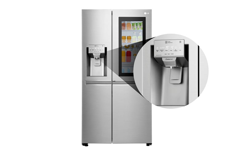 LG Kulkas Side by Side 668L gross / 624L nett InstaView Door-in-Door™ dengan Inverter Linear Compressor dan Wadah Pembuat Es Ramping, ThinQ™ dengan WiFi - Noble Steel, GC-X247CKAV