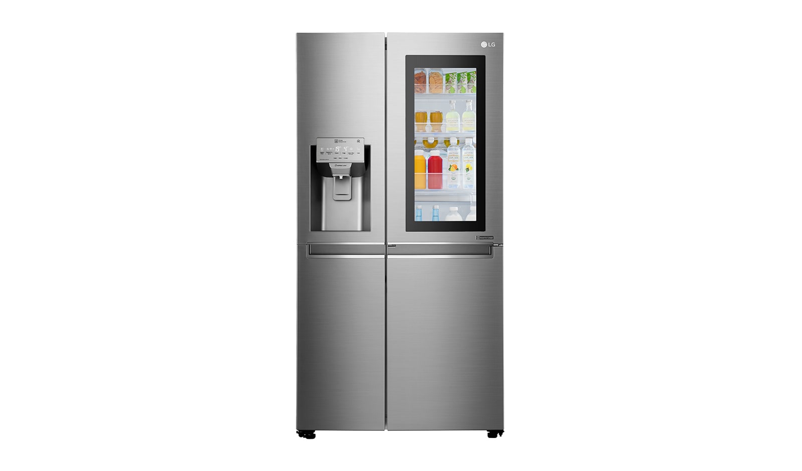Kulkas Side by Side 668L gross / 624L nett InstaView Door-in-Door™ dengan Inverter Linear Compressor dan Wadah Pembuat Es Ramping, ThinQ™ dengan WiFi - Noble Steel GC-X247CKAV tampak depan