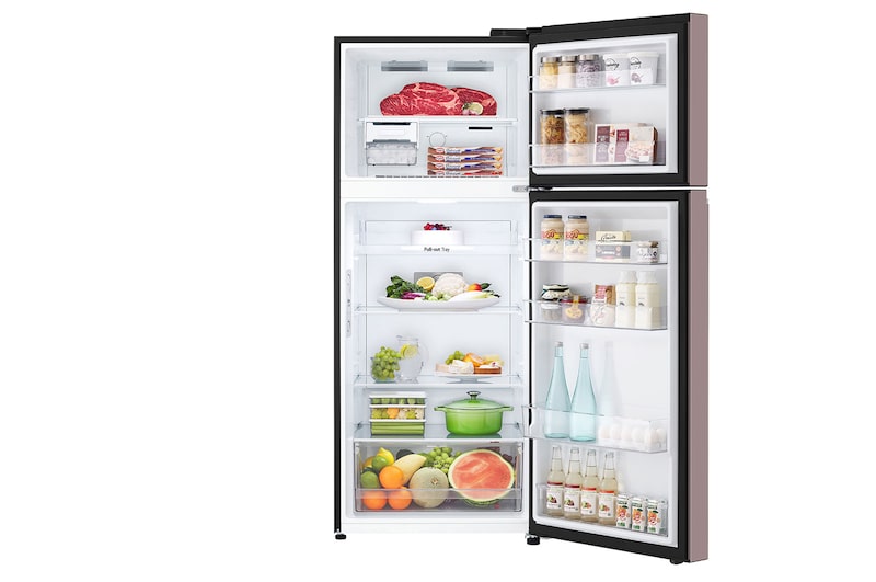 LG Kulkas 2 Pintu LG Refrigerator Objet Collection Terbaru, Nett 375L / Gross 410L dengan Warna Clay Pink dan DoorCooling+, GN-B372PQGP