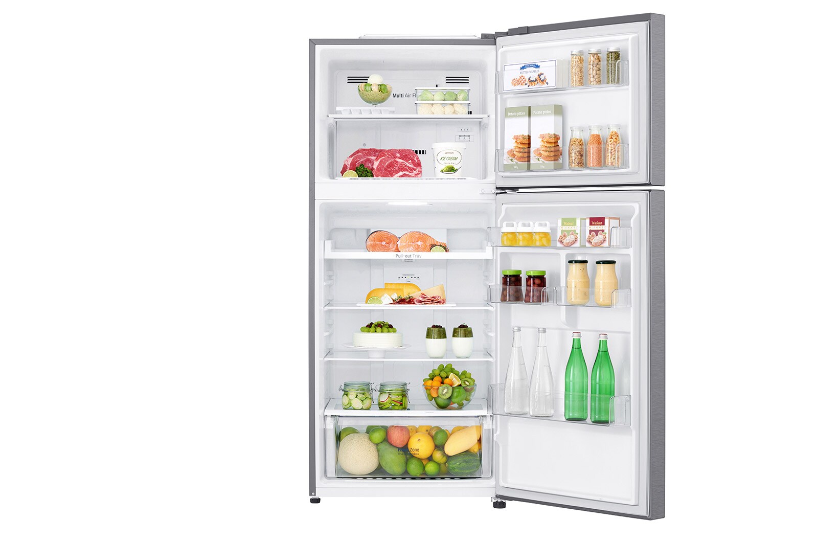 LG Kulkas 2 Pintu 416L gross/ 384L nett Smart Inverter dengan Boks Sayur Besar dan Rak Tempered Glass - Dark Graphite Steel, GN-B422SQCL