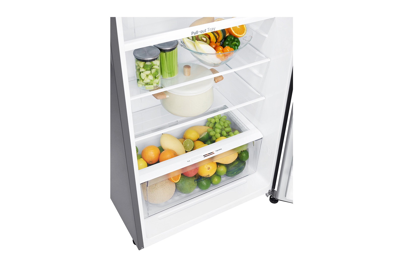LG Kulkas 2 Pintu 416L gross/ 384L nett Smart Inverter dengan Boks Sayur Besar dan Rak Tempered Glass - Dark Graphite Steel, GN-B422SQCL