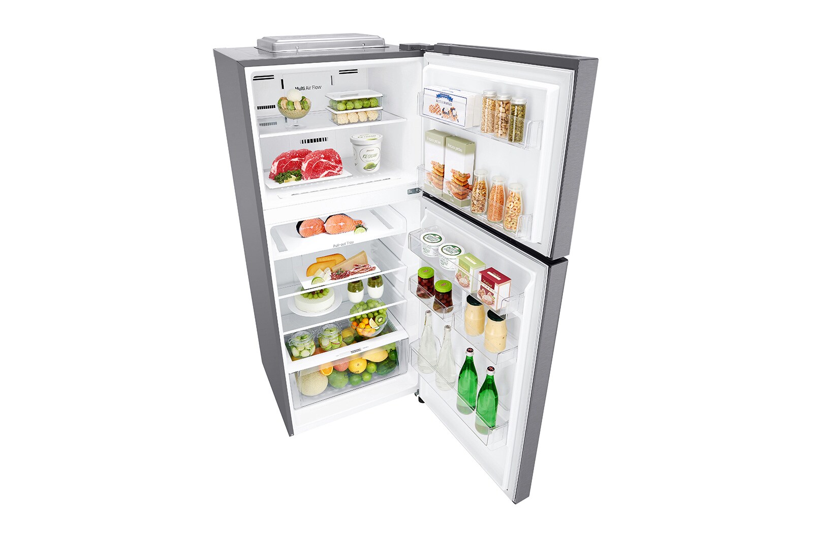 LG Kulkas 2 Pintu 416L gross/ 384L nett Smart Inverter dengan Boks Sayur Besar dan Rak Tempered Glass - Dark Graphite Steel, GN-B422SQCL