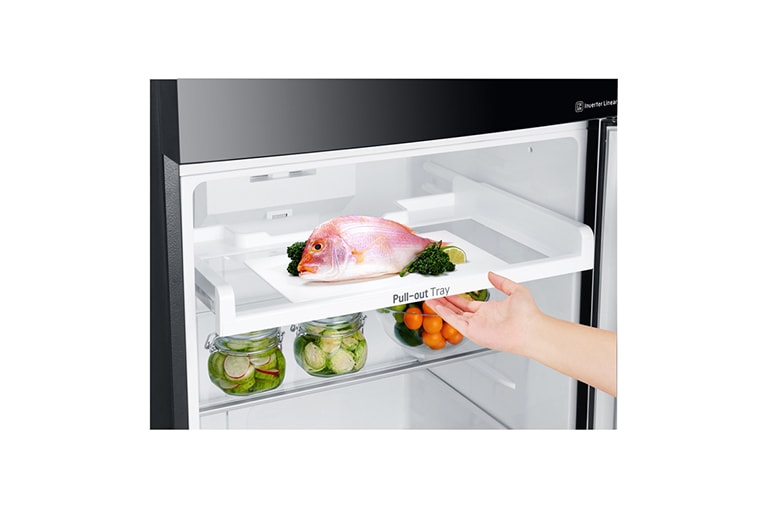 LG Kulkas 2 Pintu 416L gross / 384Lnett Inverter Linear Compressor dan Linear Cooling™ - Hitam, GN-C422SGCN