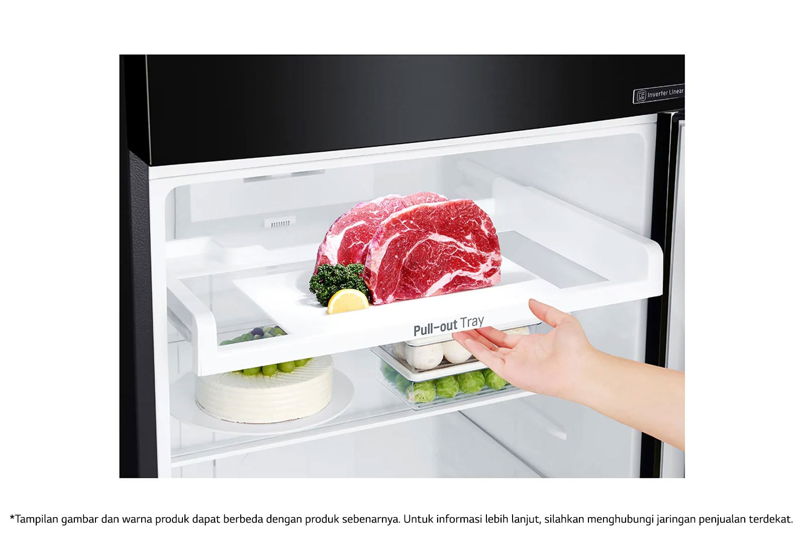 LG Kulkas 2 Pintu 416L gross/ 384L nett Inverter Smart Compressor dengan Door Cooling+™ dan Moving Ice Maker - Black Steel, GN-C422SXCL