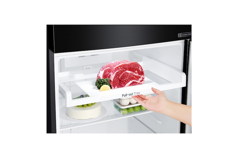 LG Kulkas 2 Pintu 416L gross/ 384L nett Inverter Linear Compressor dengan Door Cooling+™ dan Moving Ice Maker - Black Steel, GN-C422SXCN