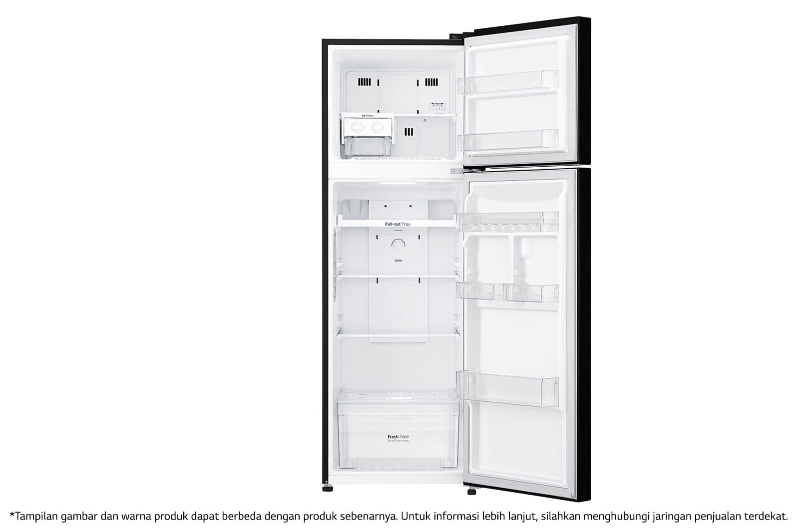 LG Kulkas 2 Pintu 272L gross/ 254L nett Inverter Smart Compressor dengan Door Cooling+™ dan Moving Ice Maker - Black Steel, GN-G272SXCB