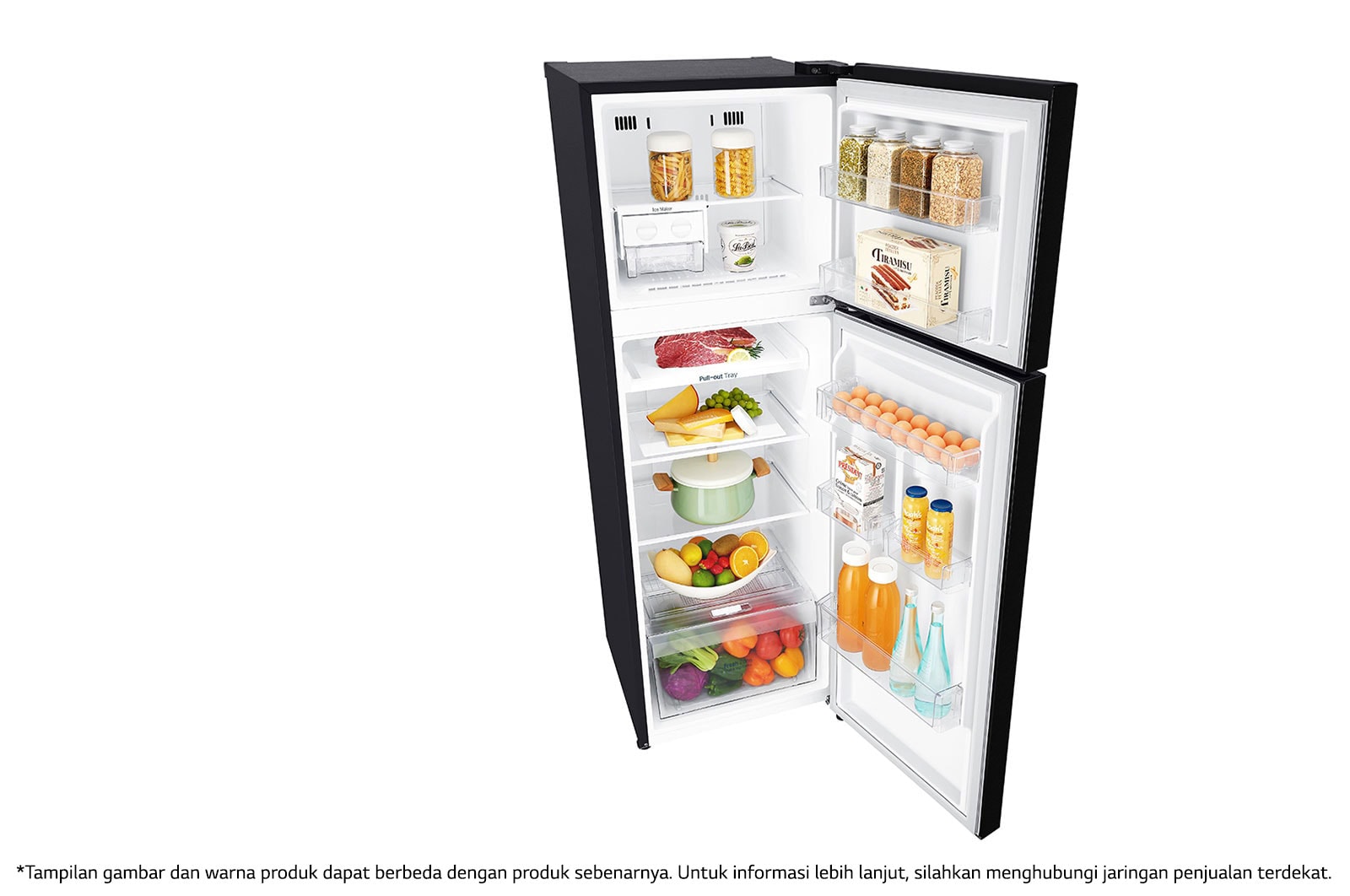 LG Kulkas 2 Pintu 272L gross/ 254L nett Inverter Smart Compressor dengan Door Cooling+™ dan Moving Ice Maker - Black Steel, GN-G272SXCB